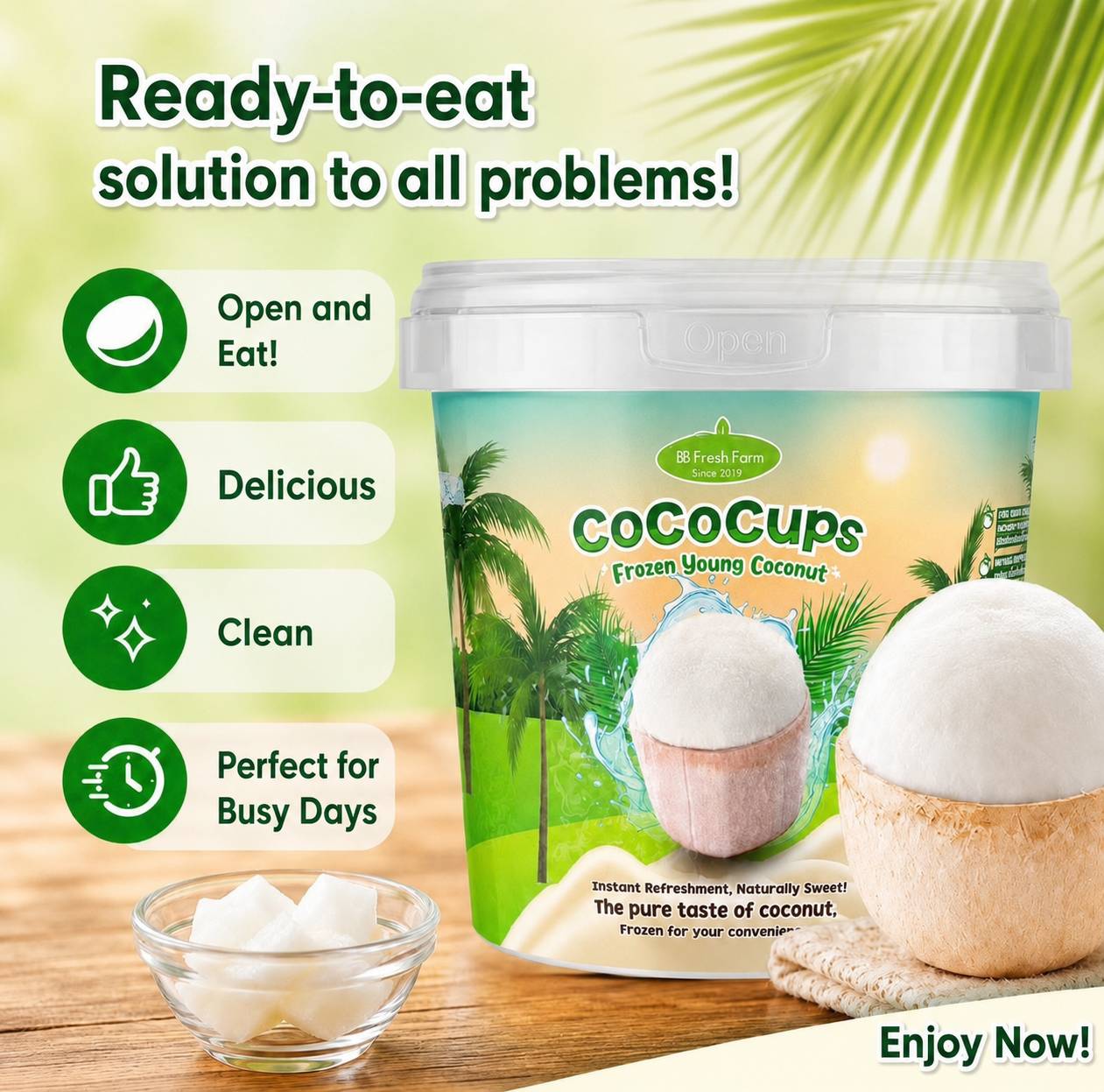 CocoCups ready-to-eat frozen young coconut